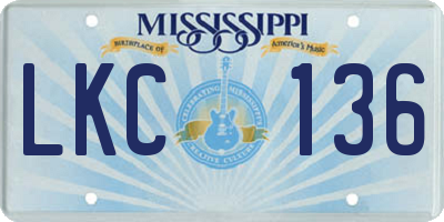 MS license plate LKC136