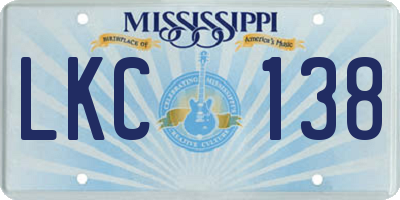 MS license plate LKC138