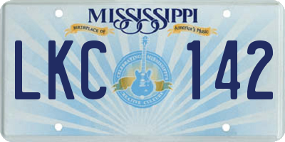MS license plate LKC142