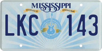 MS license plate LKC143