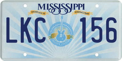 MS license plate LKC156