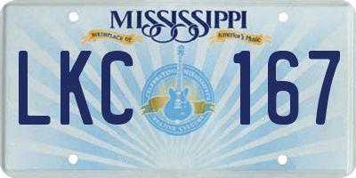 MS license plate LKC167