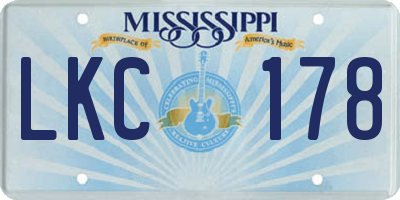 MS license plate LKC178