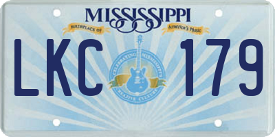 MS license plate LKC179