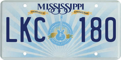 MS license plate LKC180