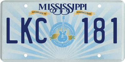 MS license plate LKC181