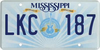 MS license plate LKC187