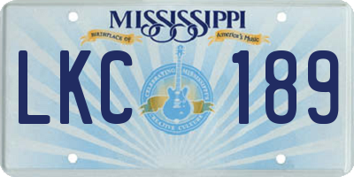 MS license plate LKC189