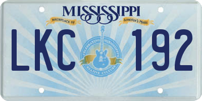 MS license plate LKC192