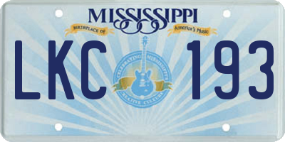MS license plate LKC193