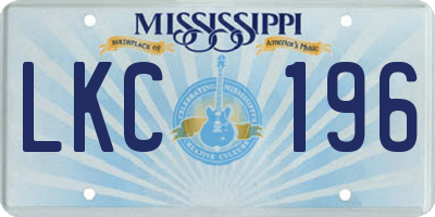 MS license plate LKC196
