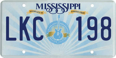 MS license plate LKC198