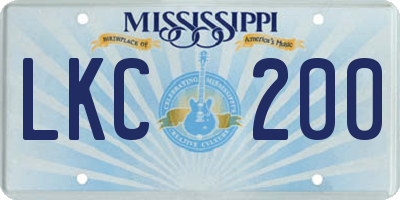 MS license plate LKC200