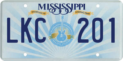 MS license plate LKC201