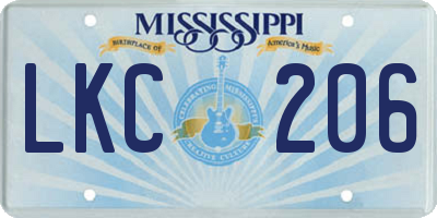 MS license plate LKC206