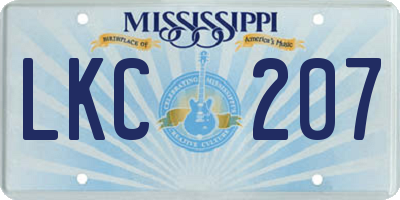 MS license plate LKC207