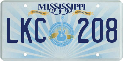 MS license plate LKC208