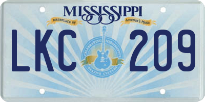 MS license plate LKC209