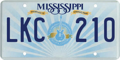 MS license plate LKC210