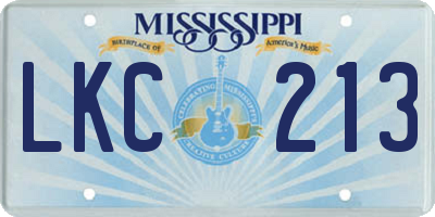 MS license plate LKC213