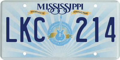 MS license plate LKC214