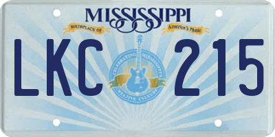 MS license plate LKC215