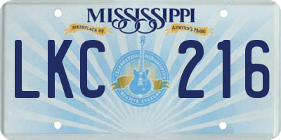 MS license plate LKC216