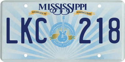 MS license plate LKC218