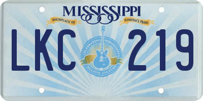 MS license plate LKC219