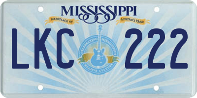 MS license plate LKC222