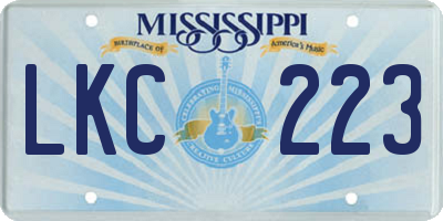 MS license plate LKC223