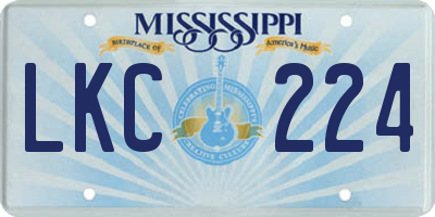 MS license plate LKC224