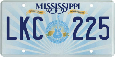 MS license plate LKC225