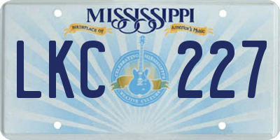 MS license plate LKC227