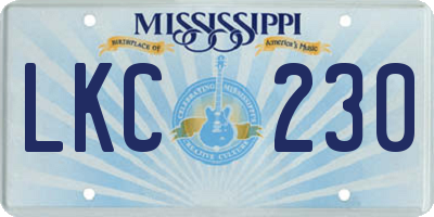 MS license plate LKC230