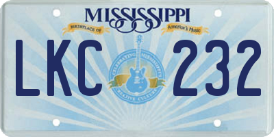 MS license plate LKC232