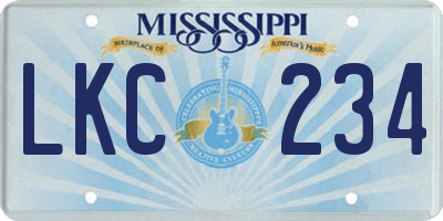 MS license plate LKC234