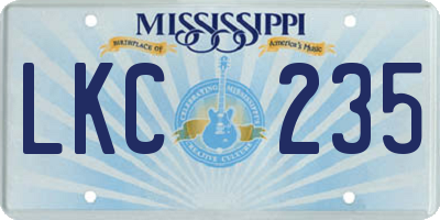 MS license plate LKC235