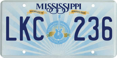 MS license plate LKC236