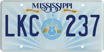MS license plate LKC237