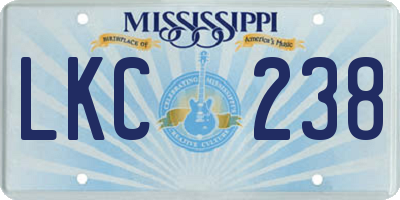 MS license plate LKC238