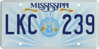MS license plate LKC239