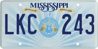 MS license plate LKC243