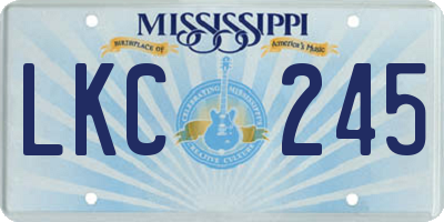 MS license plate LKC245