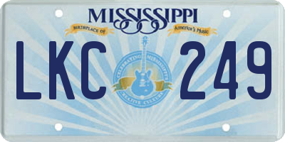 MS license plate LKC249