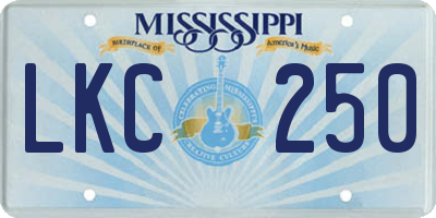 MS license plate LKC250