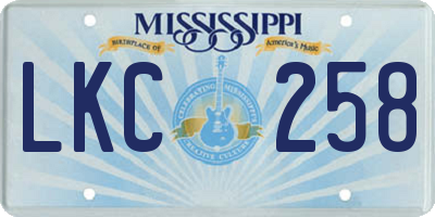 MS license plate LKC258