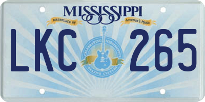 MS license plate LKC265