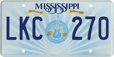 MS license plate LKC270