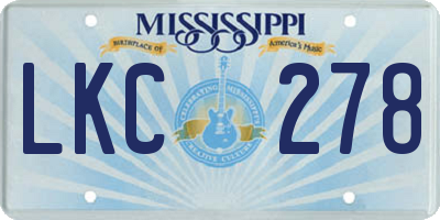MS license plate LKC278
